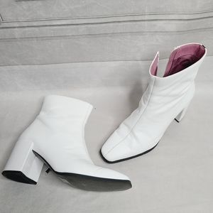 Halston Leather Dora Block Heel Ankle Boots